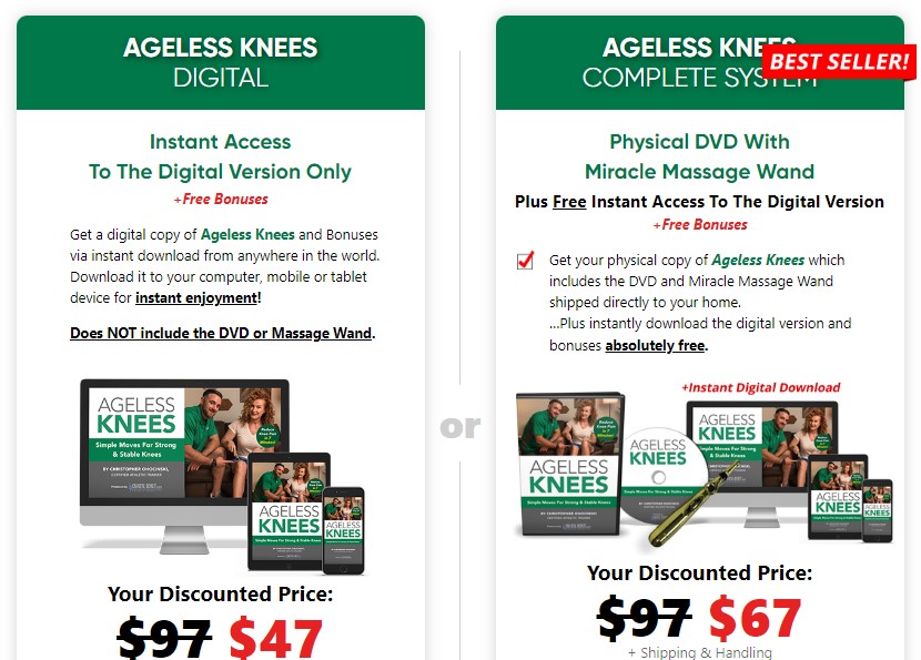 ageless knees checkout